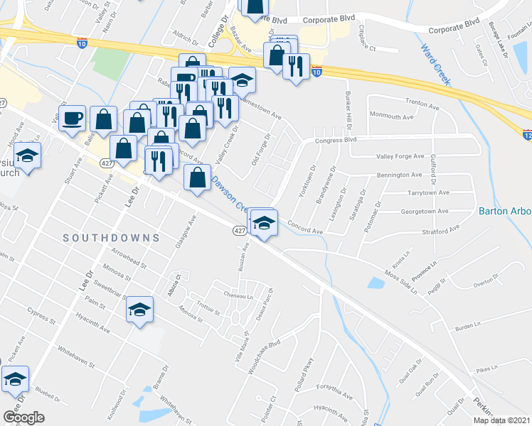 map of restaurants, bars, coffee shops, grocery stores, and more near 3060 Congress Boulevard in Baton Rouge