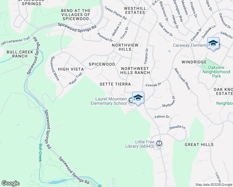 map of restaurants, bars, coffee shops, grocery stores, and more near 8010 Muley Drive in Austin
