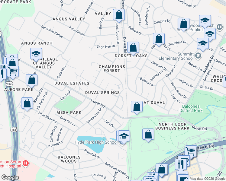 map of restaurants, bars, coffee shops, grocery stores, and more near 4400 Switch Willo in Austin