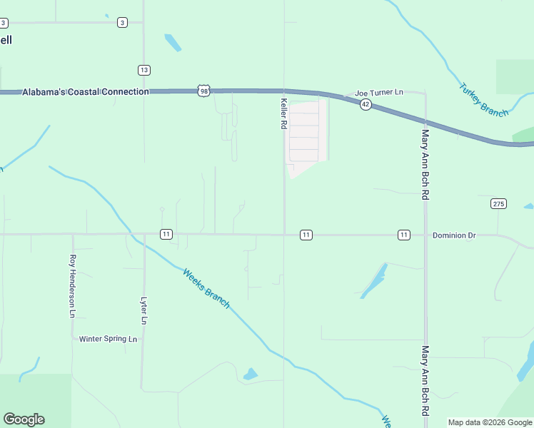 map of restaurants, bars, coffee shops, grocery stores, and more near 13095 Keller Rd in Fairhope