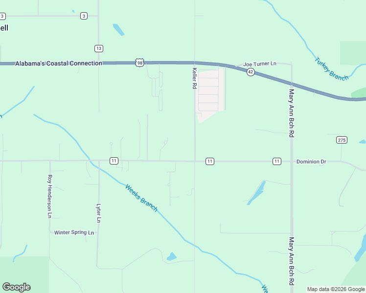 map of restaurants, bars, coffee shops, grocery stores, and more near 13095 Keller Rd in Fairhope
