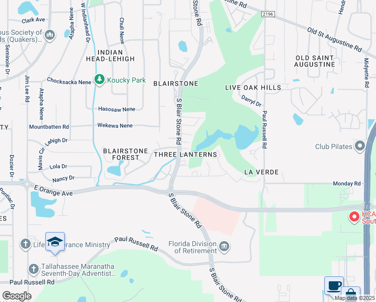 map of restaurants, bars, coffee shops, grocery stores, and more near 1401 Lazy Brook in Tallahassee
