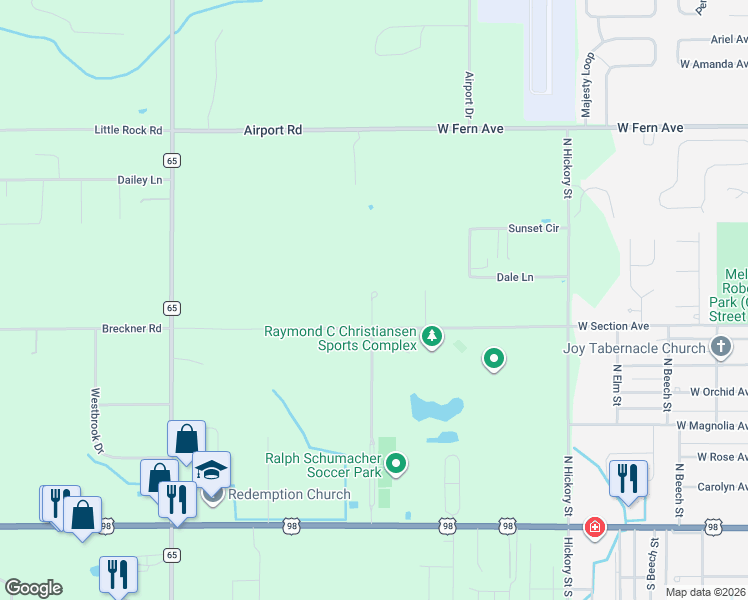 map of restaurants, bars, coffee shops, grocery stores, and more near Cater Lee Way in Foley