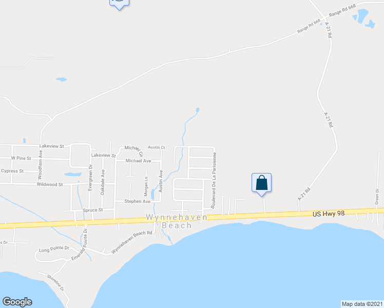 map of restaurants, bars, coffee shops, grocery stores, and more near 402 Rue Des Tours in Mary Esther