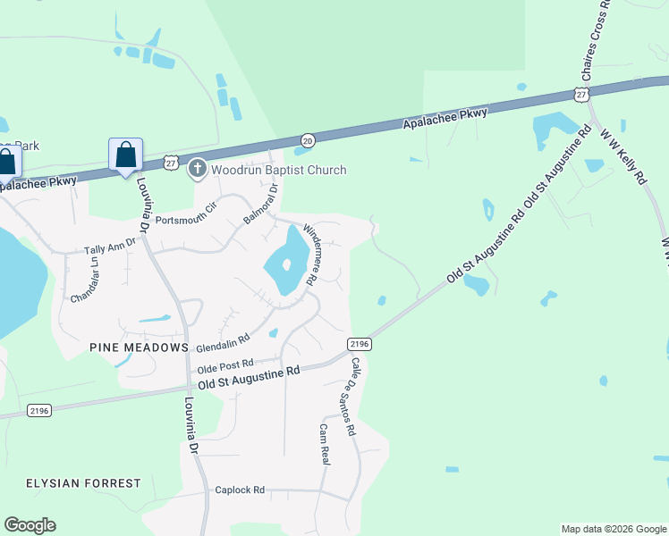 map of restaurants, bars, coffee shops, grocery stores, and more near 8816 Pembroke Court North in Tallahassee