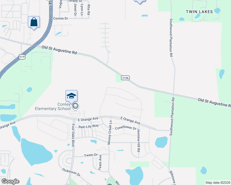 map of restaurants, bars, coffee shops, grocery stores, and more near 3322 Jasmine Hill Road in Tallahassee