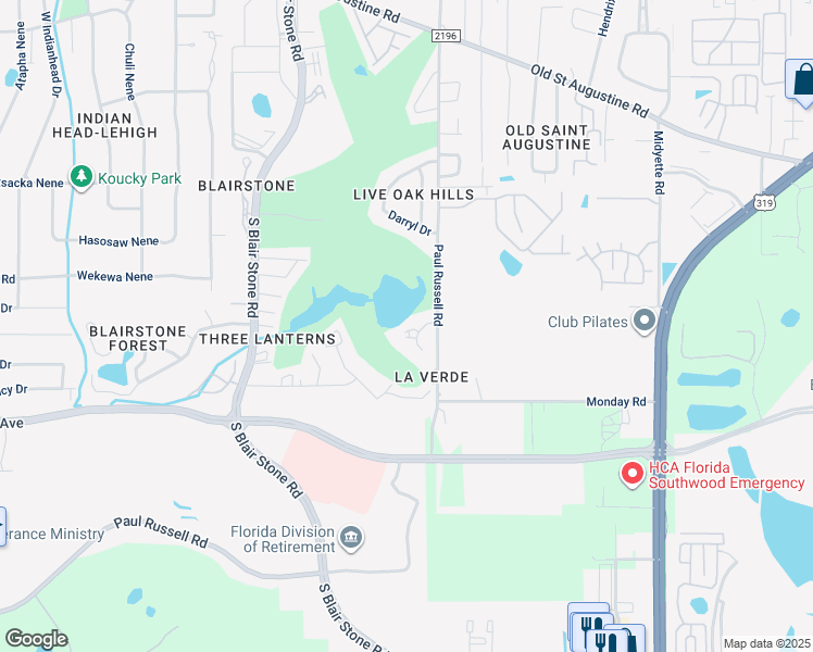 map of restaurants, bars, coffee shops, grocery stores, and more near 1928 Nicklaus Court in Tallahassee