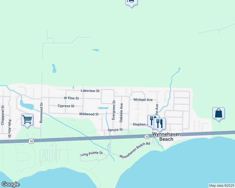 map of restaurants, bars, coffee shops, grocery stores, and more near 135 Noblat Drive in Mary Esther