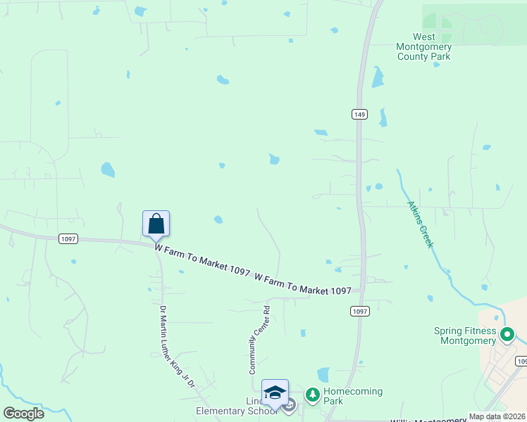 map of restaurants, bars, coffee shops, grocery stores, and more near 21647 Chick Lane in Montgomery