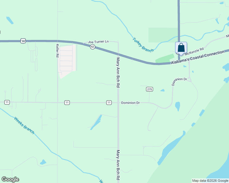 map of restaurants, bars, coffee shops, grocery stores, and more near 13127 Mary Ann Beach Road in Fairhope