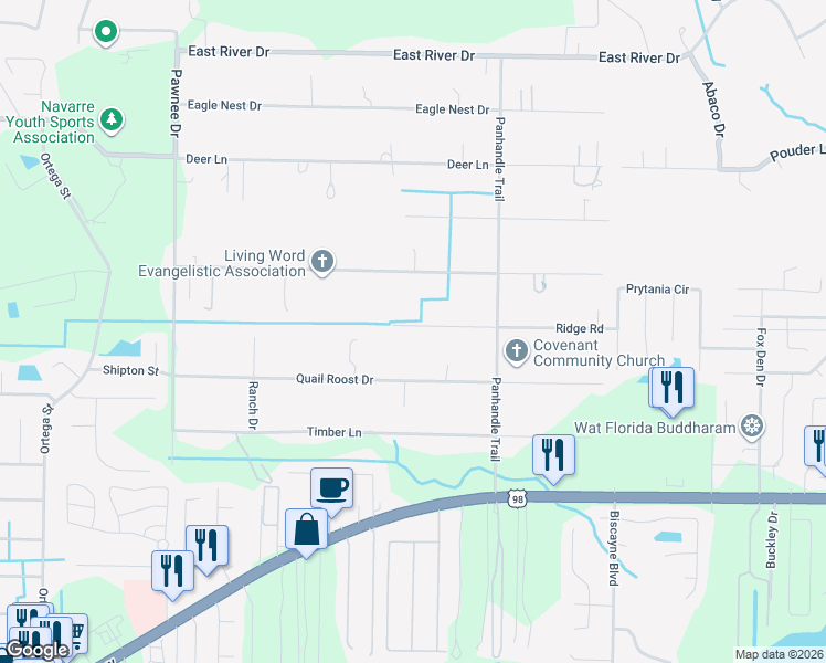 map of restaurants, bars, coffee shops, grocery stores, and more near 9126 Ridge Drive in Santa Rosa