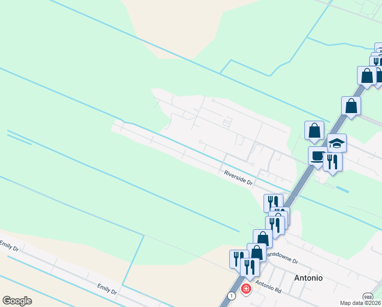 map of restaurants, bars, coffee shops, grocery stores, and more near 2452 Riverside Drive in Port Allen