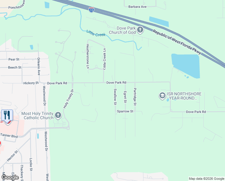 map of restaurants, bars, coffee shops, grocery stores, and more near 110 Swallow Street in Covington