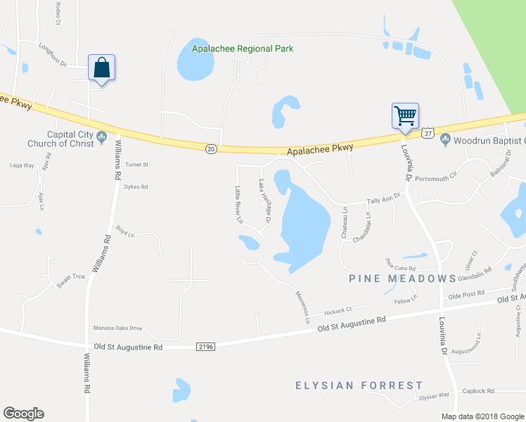 map of restaurants, bars, coffee shops, grocery stores, and more near 2350 Lake Heritage Drive in Tallahassee