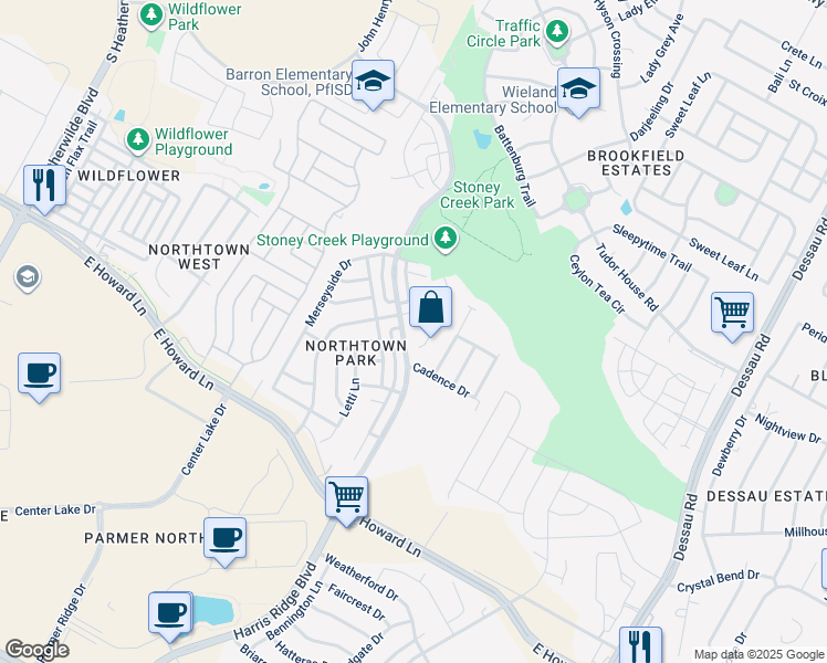 map of restaurants, bars, coffee shops, grocery stores, and more near 13924 Maricella Lane in Pflugerville
