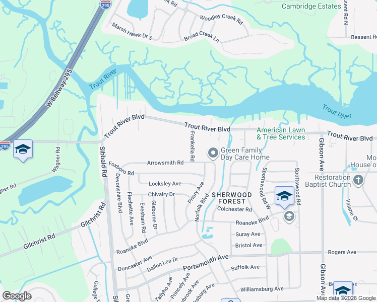 map of restaurants, bars, coffee shops, grocery stores, and more near 9936 Frankella Road in Jacksonville