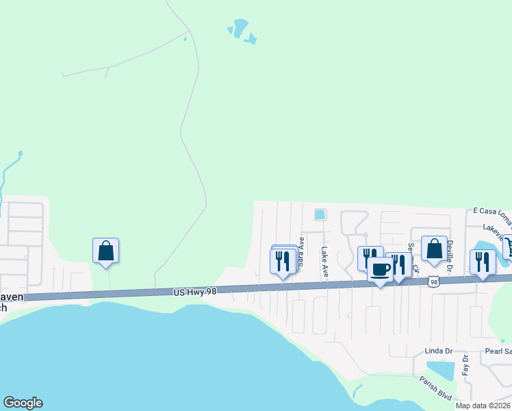 map of restaurants, bars, coffee shops, grocery stores, and more near 100 Green Drive in Mary Esther