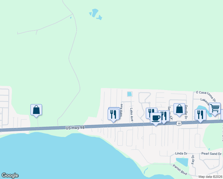 map of restaurants, bars, coffee shops, grocery stores, and more near 249 Paschel Street in Mary Esther