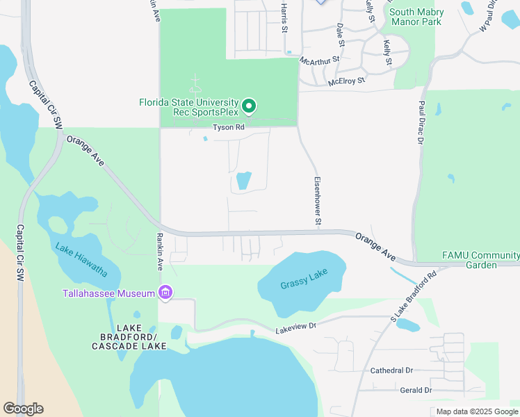 map of restaurants, bars, coffee shops, grocery stores, and more near 2303 Ronellis Drive in Tallahassee