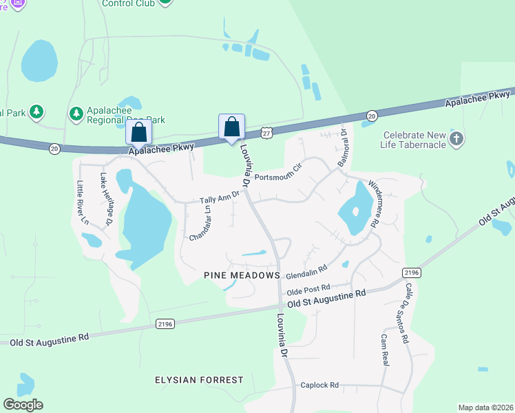 map of restaurants, bars, coffee shops, grocery stores, and more near 8211 Balmoral Drive in Tallahassee