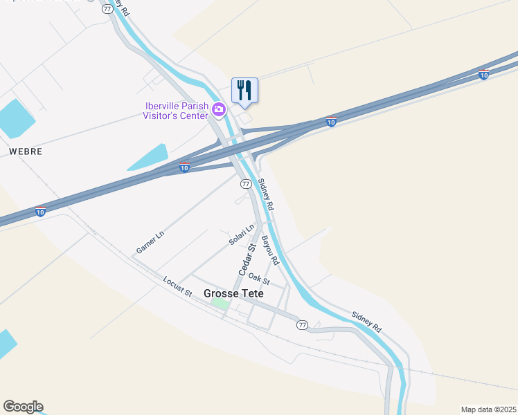 map of restaurants, bars, coffee shops, grocery stores, and more near 17835 Louisiana 77 in Grosse Tete