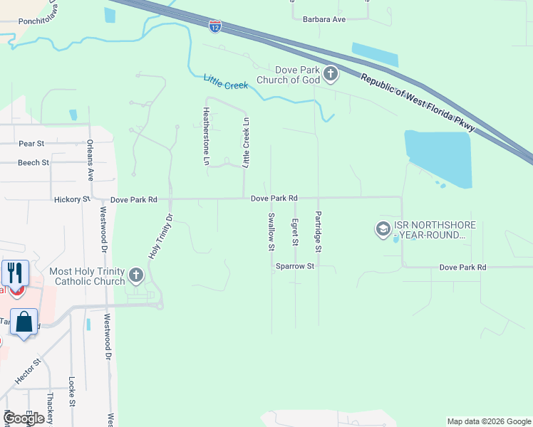 map of restaurants, bars, coffee shops, grocery stores, and more near 110 Swallow Street in Covington