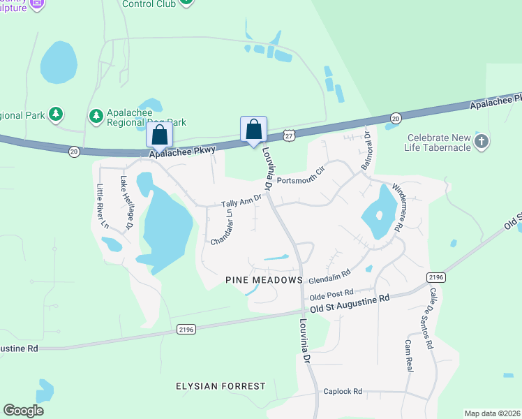 map of restaurants, bars, coffee shops, grocery stores, and more near 8197 Wenonga Court in Tallahassee