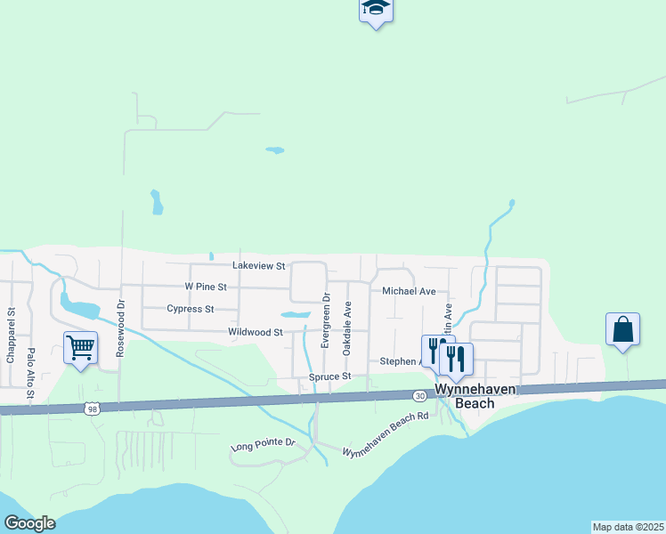 map of restaurants, bars, coffee shops, grocery stores, and more near 135 Noblat Drive in Mary Esther