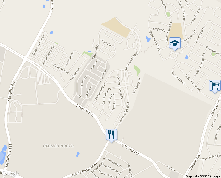 map of restaurants, bars, coffee shops, grocery stores, and more near 13903 Cambourne Drive in Pflugerville