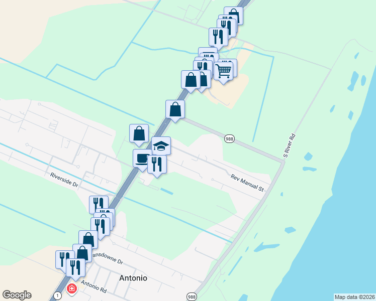 map of restaurants, bars, coffee shops, grocery stores, and more near 1540 Rev Manual Street in Port Allen