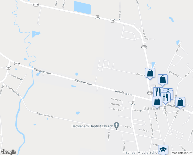 map of restaurants, bars, coffee shops, grocery stores, and more near 130 Summerset Lane in Sunset