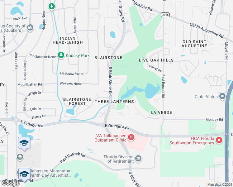 map of restaurants, bars, coffee shops, grocery stores, and more near 1401 Lazy Brook in Tallahassee