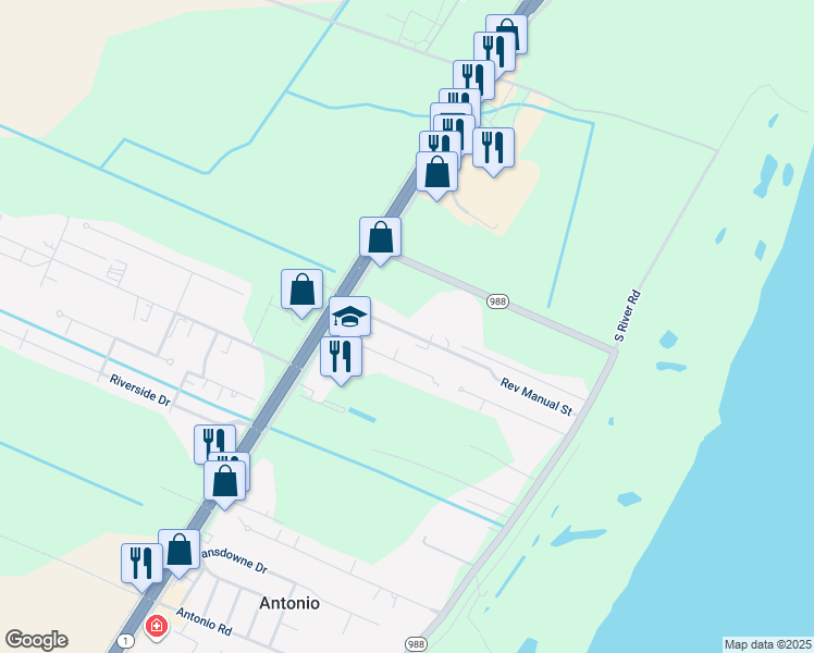 map of restaurants, bars, coffee shops, grocery stores, and more near 1540 Rev Manual Street in Port Allen