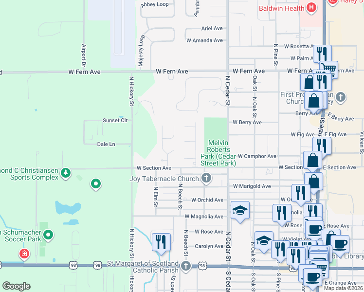 map of restaurants, bars, coffee shops, grocery stores, and more near 208 Lagrange Court in Foley