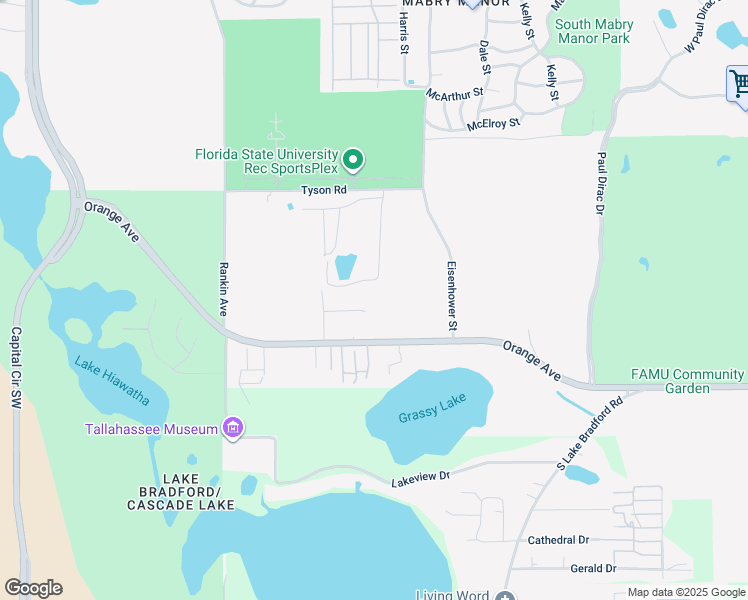 map of restaurants, bars, coffee shops, grocery stores, and more near 2303 Ronellis Drive in Tallahassee