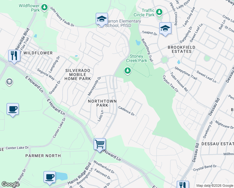 map of restaurants, bars, coffee shops, grocery stores, and more near 13924 Maricella Lane in Pflugerville