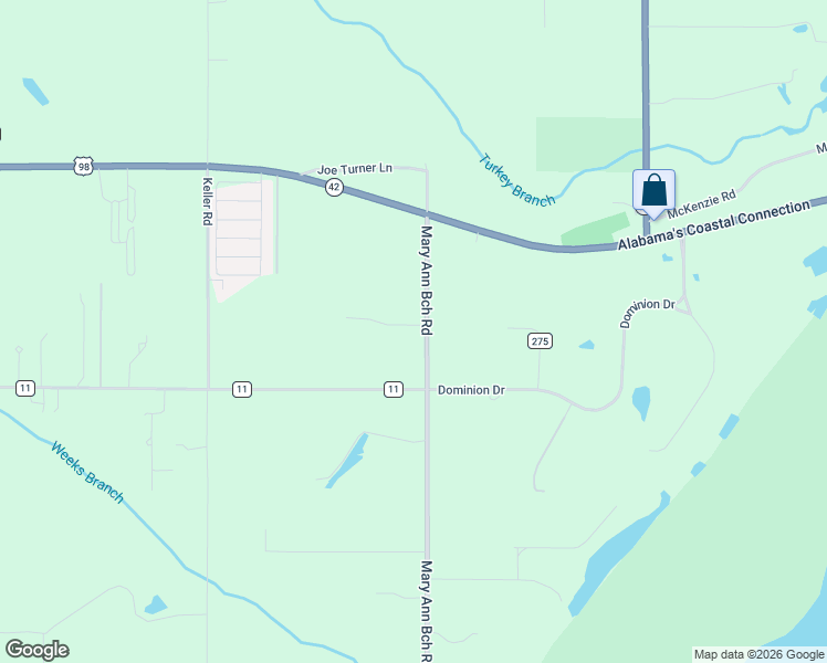 map of restaurants, bars, coffee shops, grocery stores, and more near 13127 Mary Ann Beach Road in Fairhope