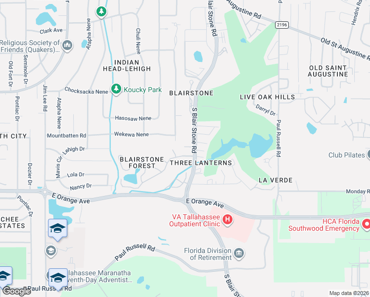 map of restaurants, bars, coffee shops, grocery stores, and more near 1742 Nestlewood Lane in Tallahassee
