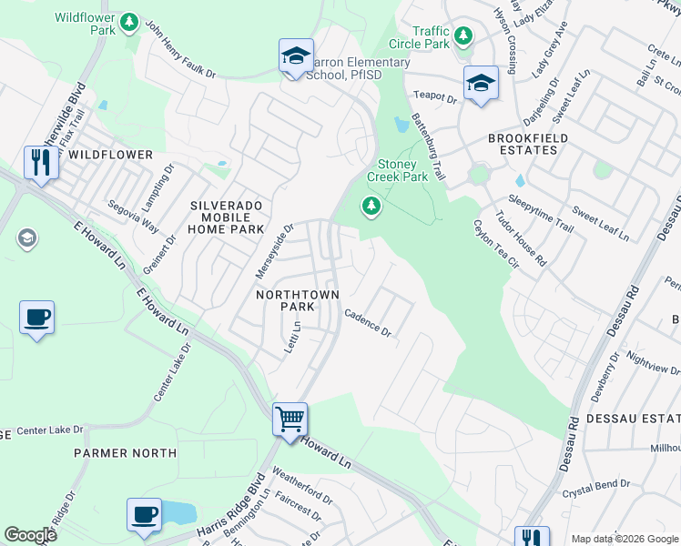 map of restaurants, bars, coffee shops, grocery stores, and more near 13924 Maricella Lane in Pflugerville