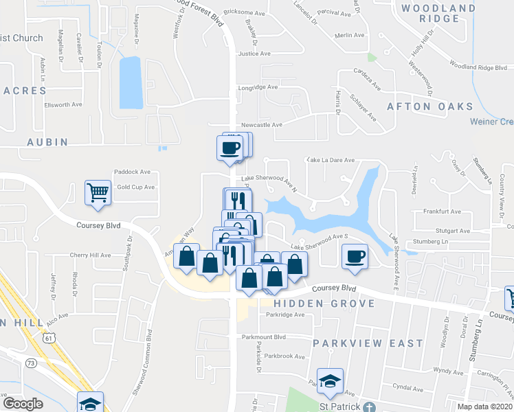 map of restaurants, bars, coffee shops, grocery stores, and more near 4101 Plaza Tower Drive in Baton Rouge