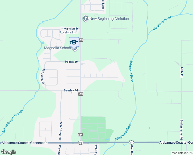 map of restaurants, bars, coffee shops, grocery stores, and more near Tyson Dr in Foley