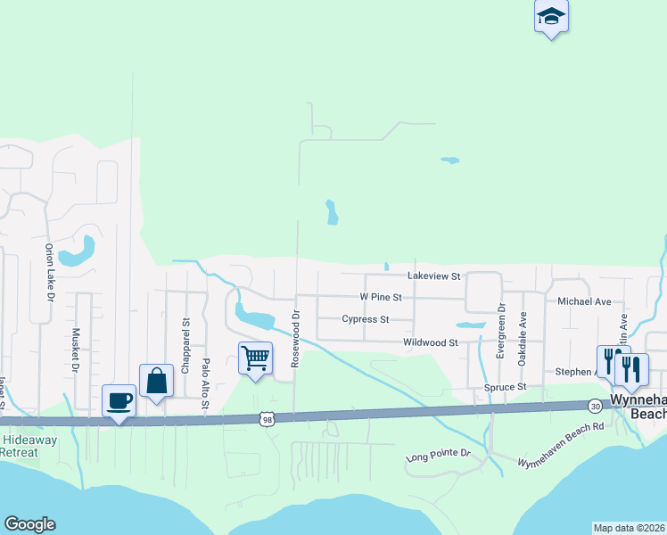 map of restaurants, bars, coffee shops, grocery stores, and more near 147 Palmetto Avenue in Mary Esther