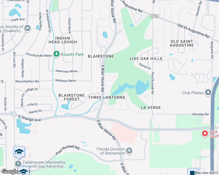 map of restaurants, bars, coffee shops, grocery stores, and more near 1401 Lazy Brook in Tallahassee