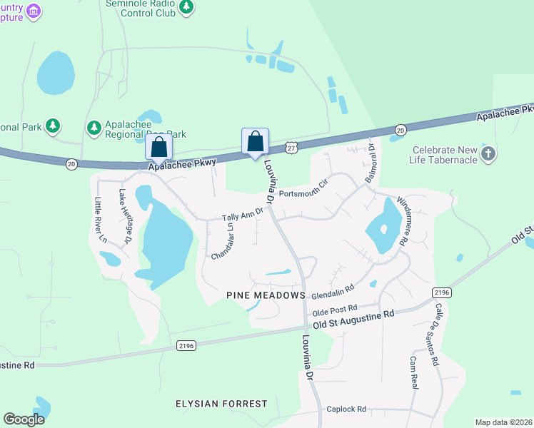 map of restaurants, bars, coffee shops, grocery stores, and more near 8211 Balmoral Drive in Tallahassee