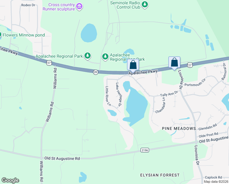 map of restaurants, bars, coffee shops, grocery stores, and more near 2350 Lake Heritage Drive in Tallahassee