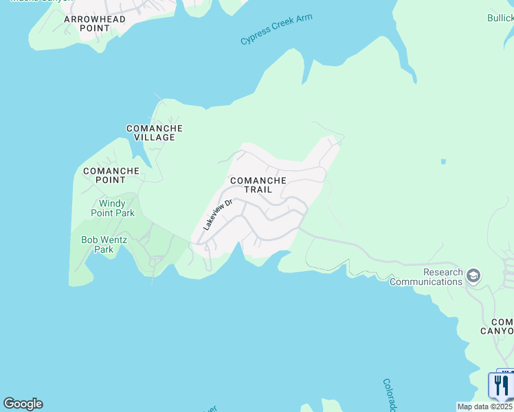 map of restaurants, bars, coffee shops, grocery stores, and more near Lakeview Drive in Austin