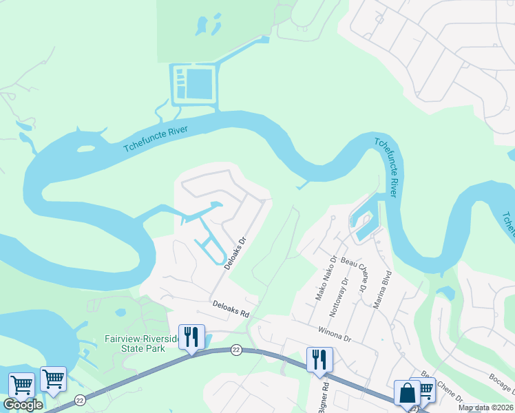 map of restaurants, bars, coffee shops, grocery stores, and more near 56 Magnolia Ridge Drive in Madisonville