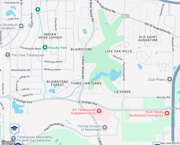 map of restaurants, bars, coffee shops, grocery stores, and more near 1414 Shallow Brook in Tallahassee