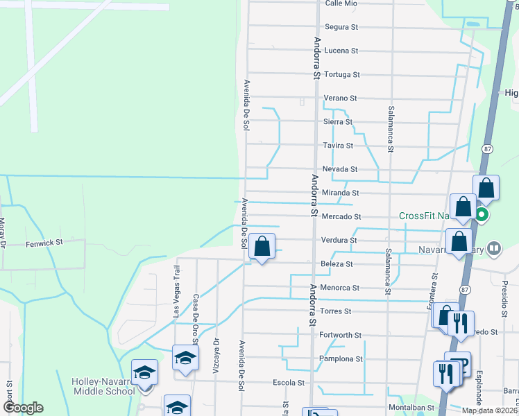 map of restaurants, bars, coffee shops, grocery stores, and more near 2260 Avenida De Sol in Navarre