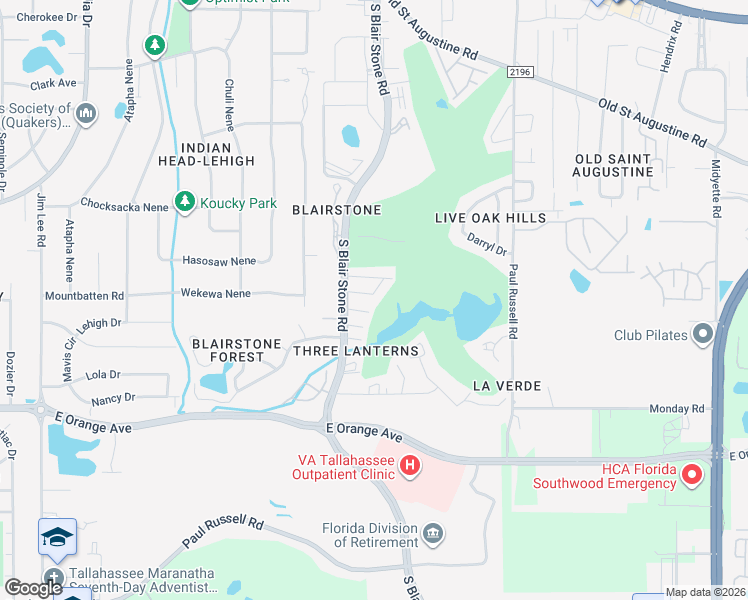 map of restaurants, bars, coffee shops, grocery stores, and more near 1579 Willow Bend Way in Tallahassee